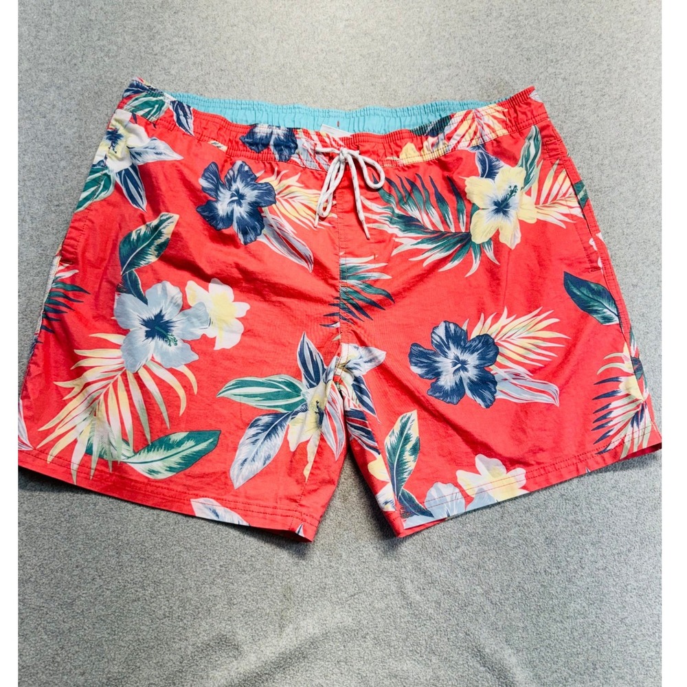 Goodfellow & Co‎ Men's XL Tropical Floral Swim Trunks Coral Pink Hawaiian Board